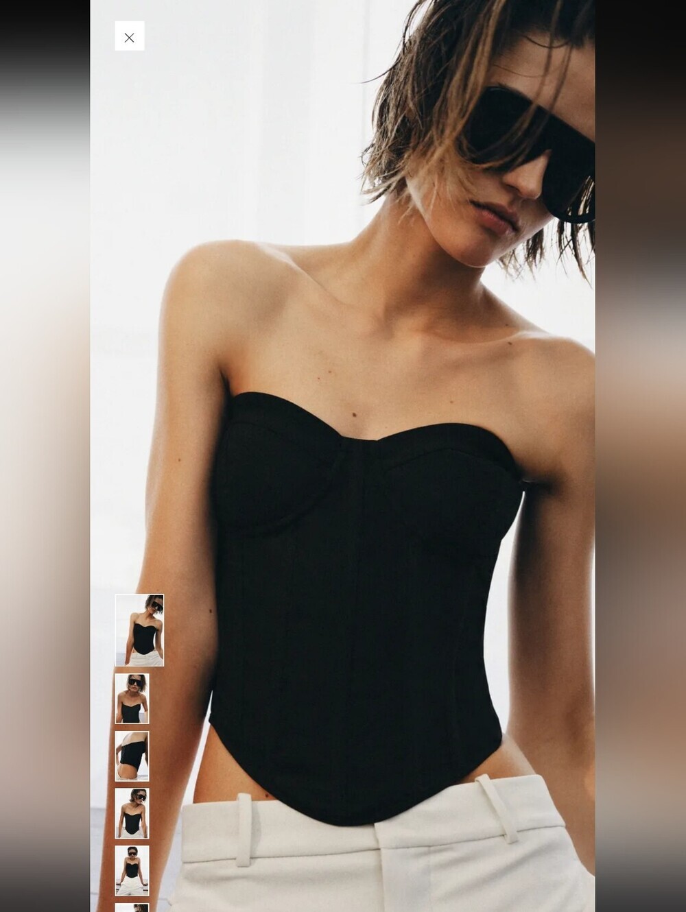 Zara| NWOT| Strapless Denim Longline Ribbed Corset Top